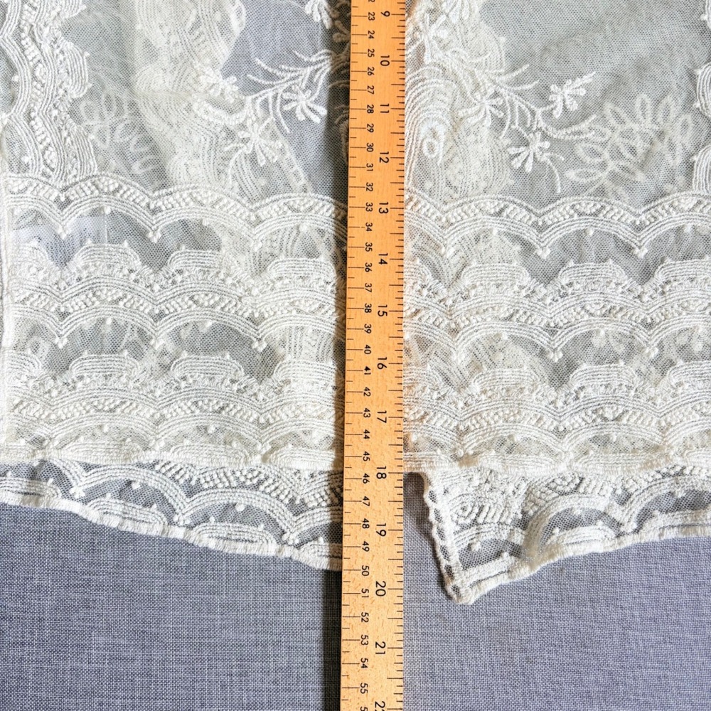 Nina Leonard Ivory Sheer Lace Open Cardigan XL Floral Feminine Romantic Coquette - Picture 10 of 10